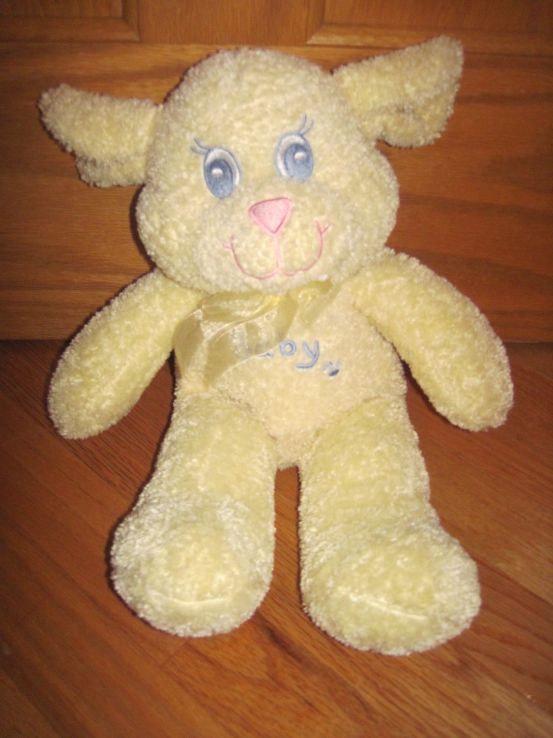 Royal Plush Cream Yellow Lamb Sheep Baby Toy Blue Eyes Pink Mouth