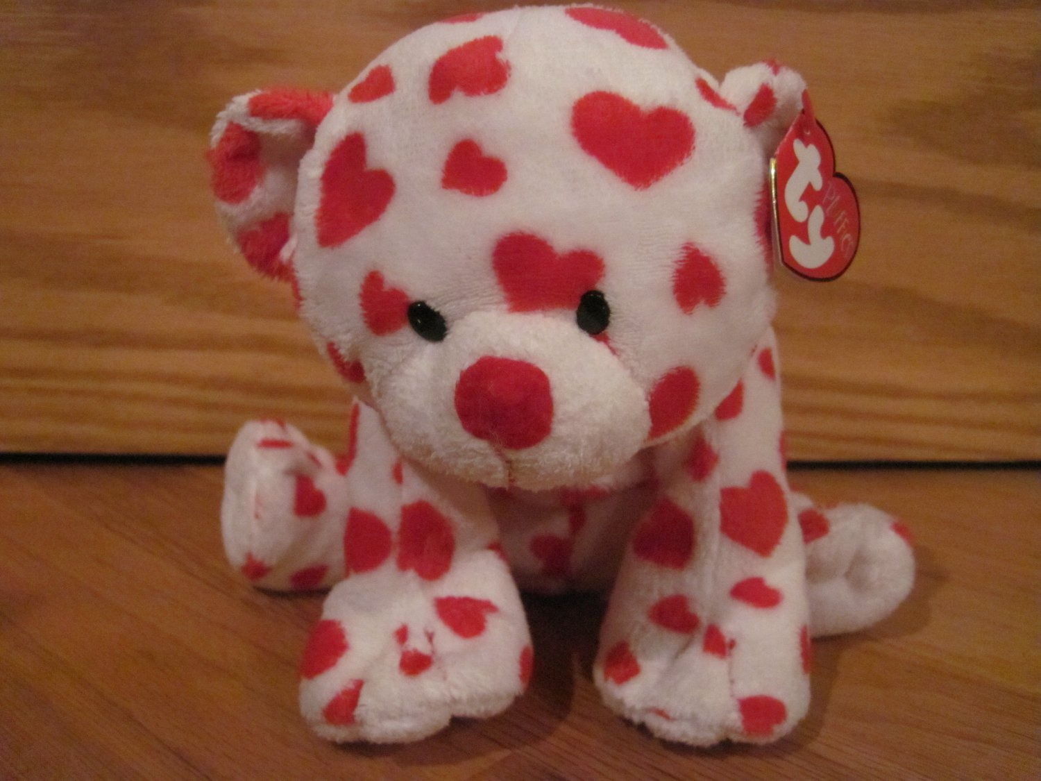 Ty Pluffies Teddy Bear Dreamsy White Red Hearts Tags