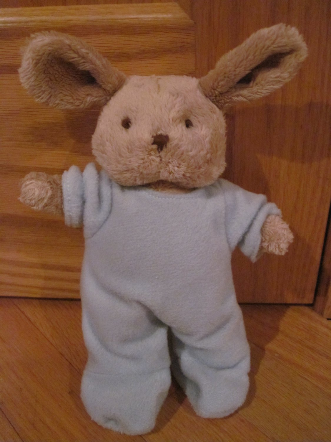 Russ Berrie Tan Beige Plush Bunny Rabbit with Blue Footie Pajamas PJs 37254