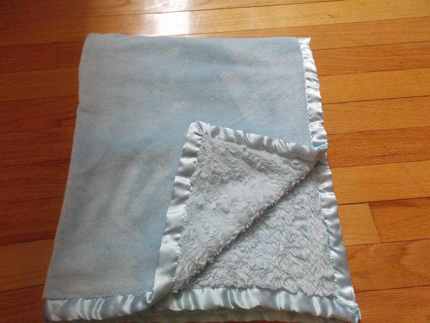 Walmart Blue Minky Swirl Fur Satin Baby Blanket BLRPBL