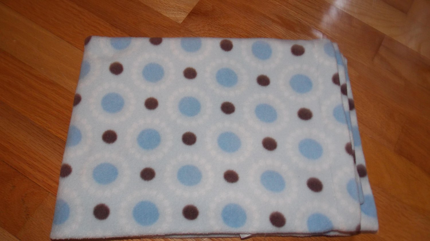 Carters Light Blue Brown Circle Flower Fleece Baby Blanket