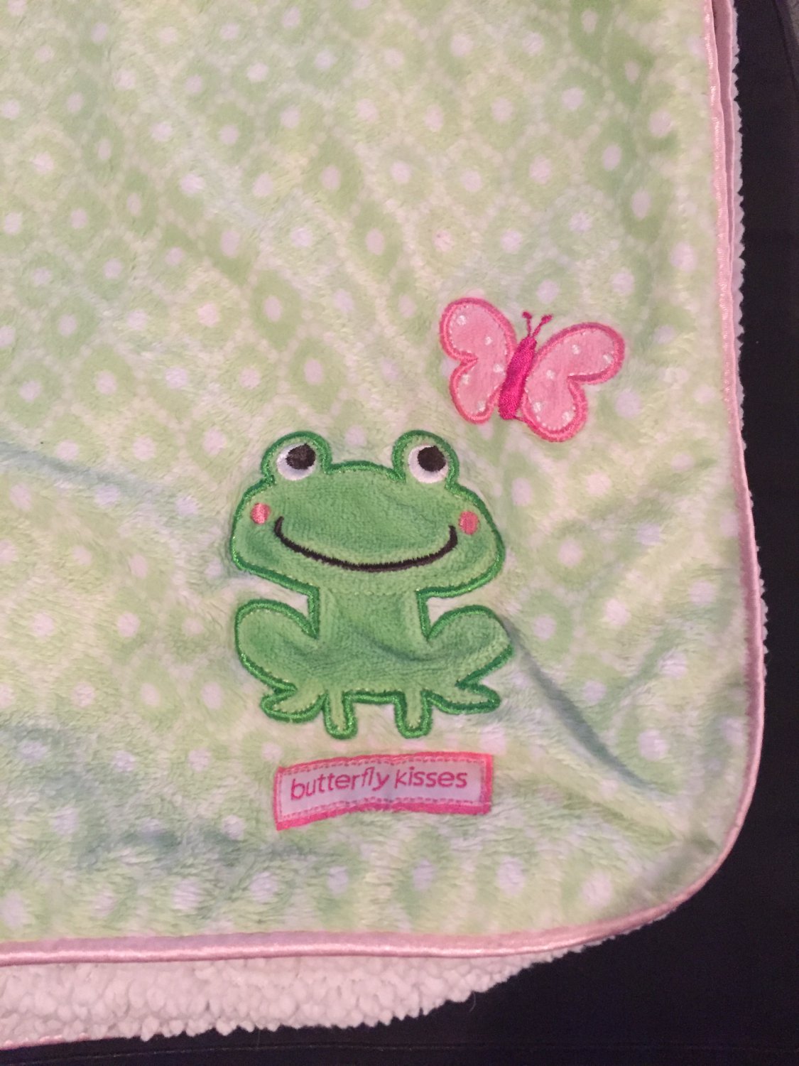 Carters Just One You Green White Pink Butterfly Kisses Frog Sherpa Baby