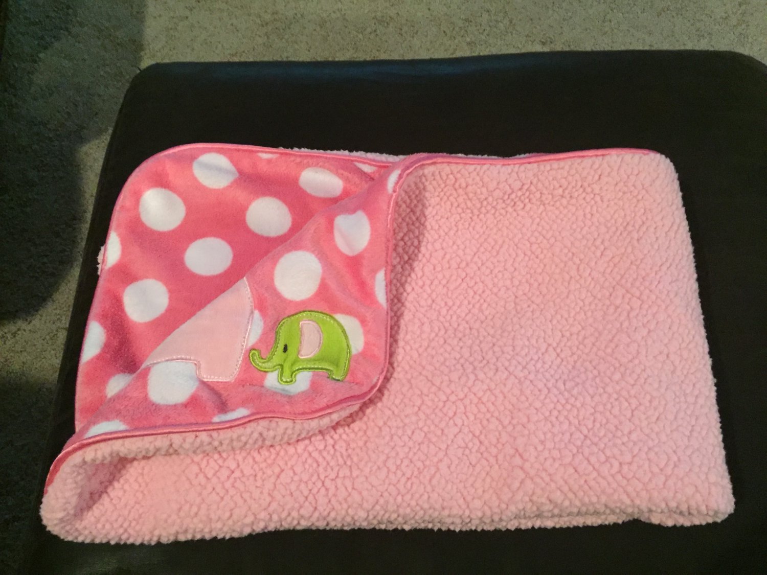 Carters Just One You Pink White Polka Dot Elephant Sherpa Baby Blanket