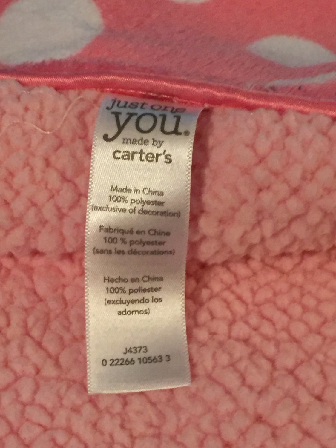 Carters Just One You Pink White Polka Dot Elephant Sherpa Baby Blanket