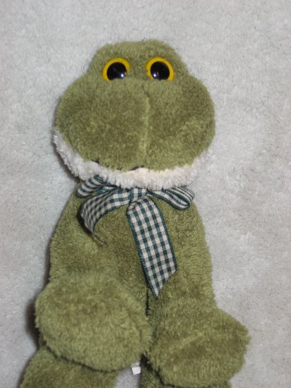 World Market Plush Frog with Gingham Bow