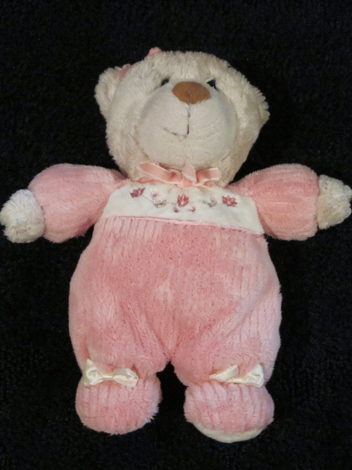 Carters Tan Baby Teddy Bear 8593 Pink chenille Pjs Flowers Plush Doll ...