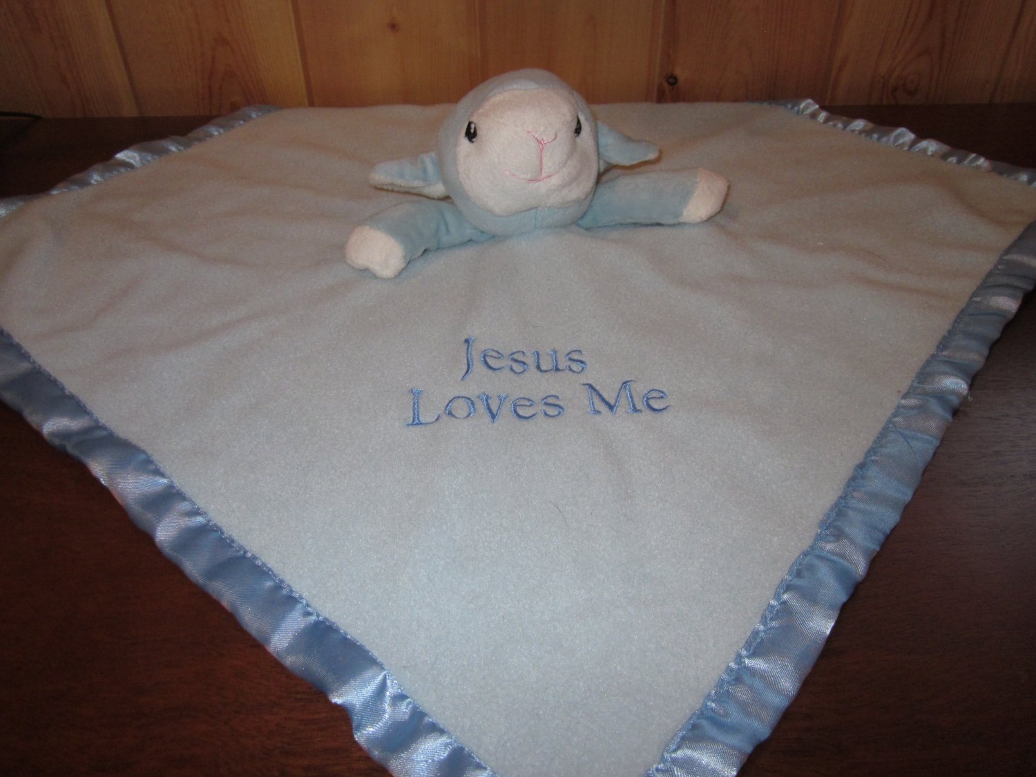 Precious Moments Lamb Blue Security Blanket Lovey Jesus Loves Me