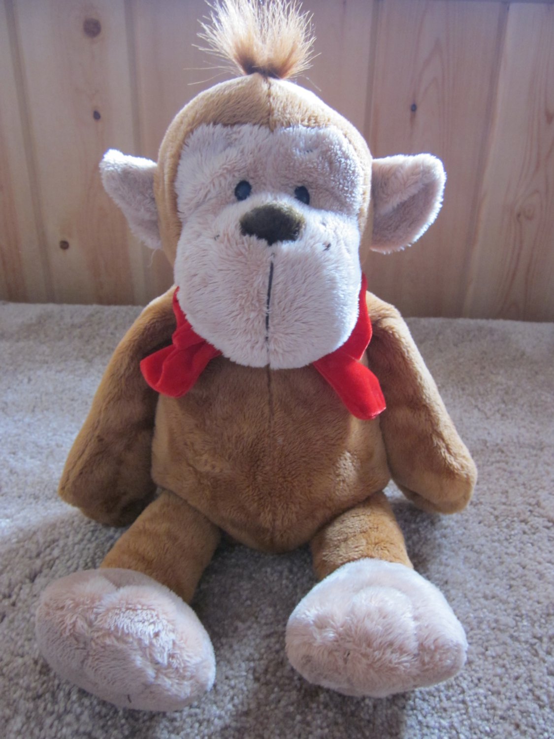 Wishpets Plush Brown Monkey Named Ivan in Red Bow