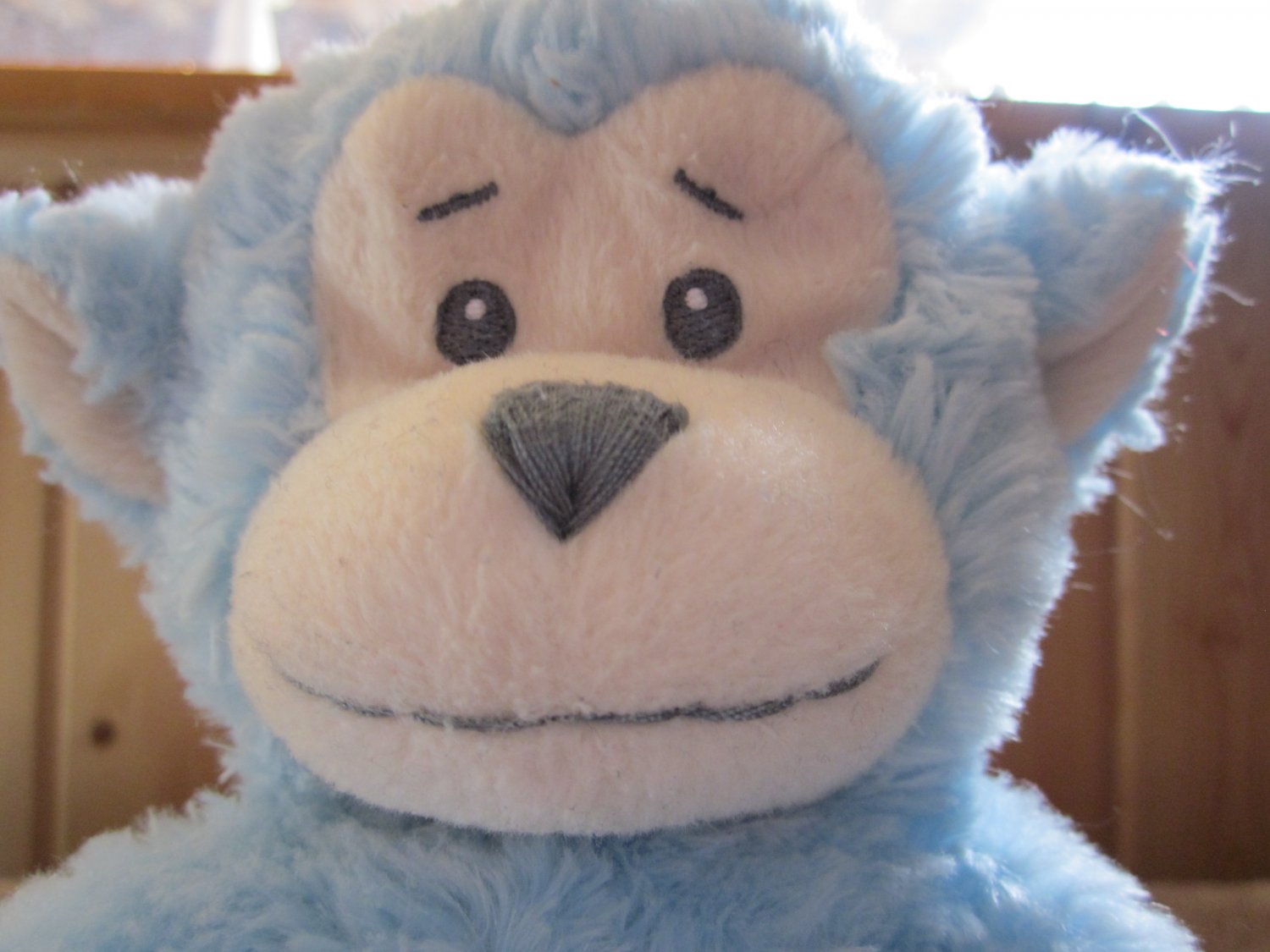 stuffed blue monkey