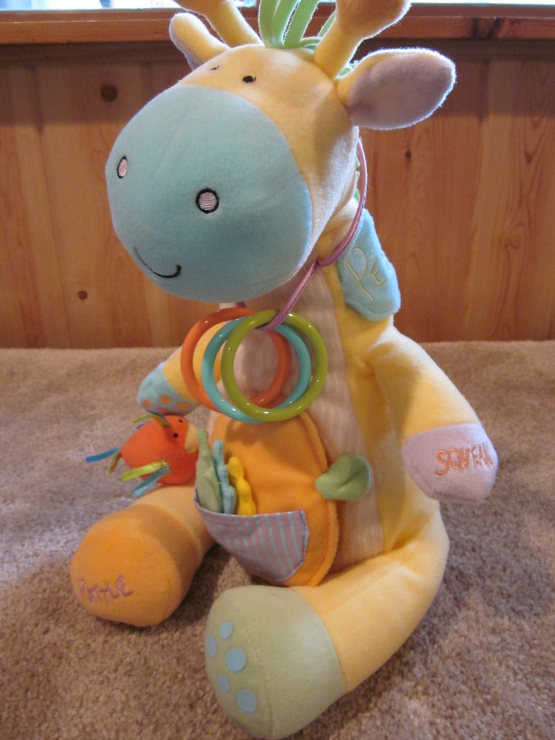 Manhattan Toy Co Plush Giraffe Activity Toy Peak Squeak Rattle
