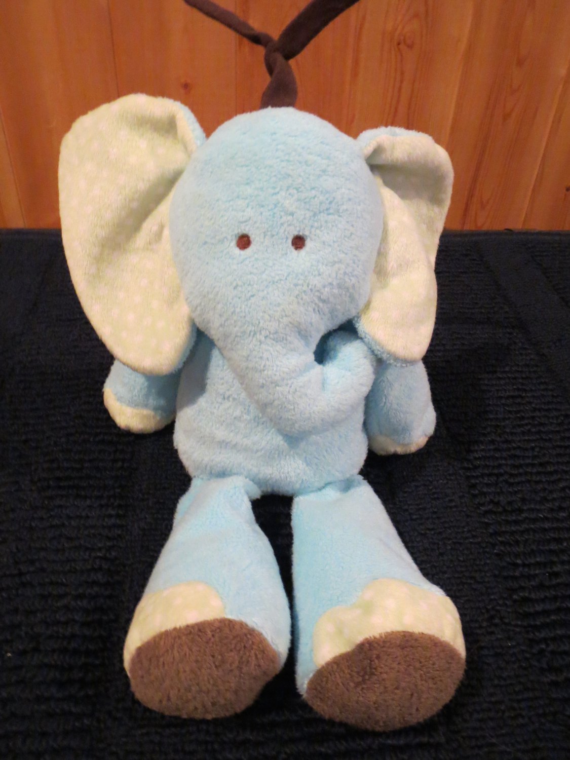 Carter's Just one Year Blue Elephant Plush Musical Crib Toy with green ...