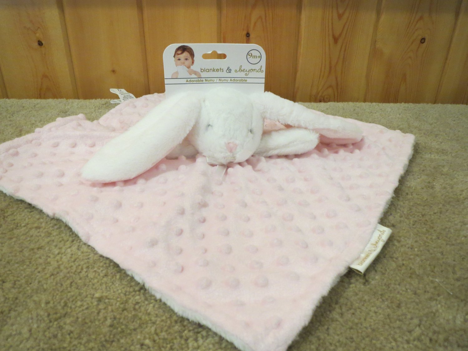 NWT Blankets Beyond White Bunny Rabbit Pink Minky Security Blanket