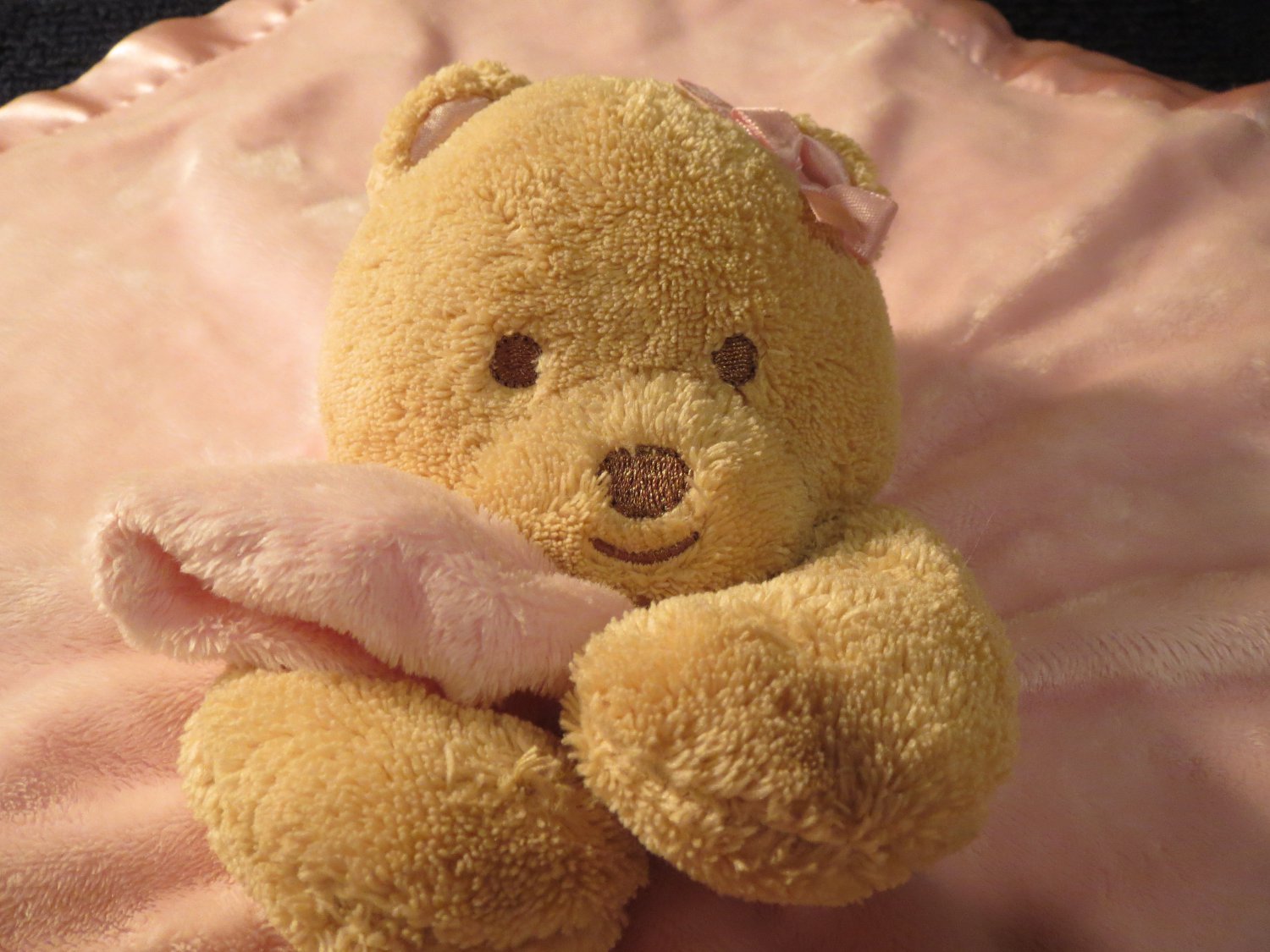 Okie Dokie Pink Security Blanket tan Bear Thank Heaven for ...
