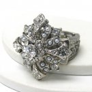 Pearl and crystal deco flower stretch ring