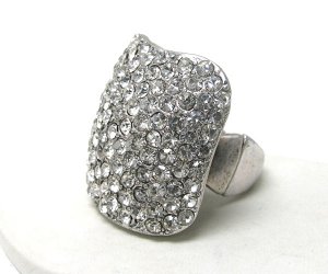 Crystal stud rectangle stretch ring