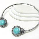 Turquoise stone edge metal choker
