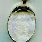 Victorian Clear Cut Etched Rose Pendant Necklace & Earrings Set