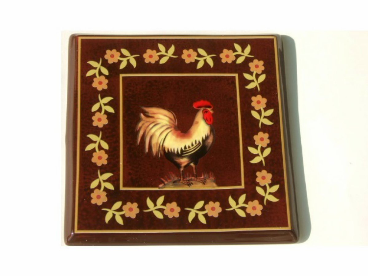 French Country Rooster Trivet Ceramic