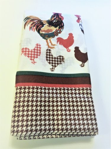 Country Roosters Kitchen Curtains Tiers Valance Set