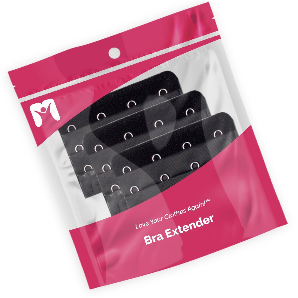 Bra Extenders 4Hook Black 3Pack by More of Me to Love