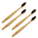 Eco-Friendly Natural Bamboo Toothbrush Black 4pack, BPA-Free, Whitening
