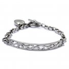 Silver Link Bracelet with Floral Design