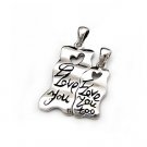Sterling Silver Double Pendant "Love", Rhodium Plated (DZ-210)