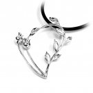 Sterling Silver Pendant "Flower Heart", Rhodium Plated (DZ-619)