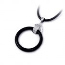 Sterling Silver Pendant "Black Agate", Rhodium Plated (DZ-687)