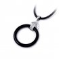 Sterling Silver Pendant "Black Agate", Rhodium Plated (DZ-687)
