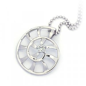 Sterling Silver Pendant "Seashell", Rhodium Plated (DZ-892)