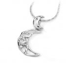 Sterling Silver Pendant "New Moon", Rhodium Plated (DZ-863)