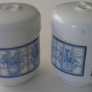 Large Salt and Pepper Shakers  Blue and White Lovely A1