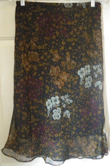 CALIFORNIA KRUSH Below-Knee Black FLORAL PRINT Skirt size M *NWT*