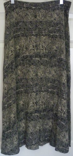 JONES NEW YORK Black Mid-Calf BUTTON-FRONT Print Skirt size 10