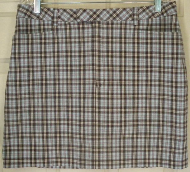 GAP Brown Mid-Thigh STRETCH PLAID Skirt size 14