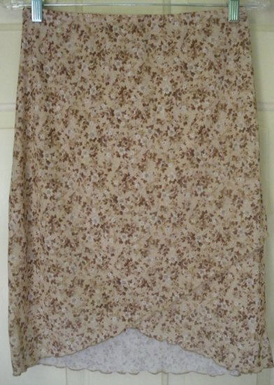 MIND GAMES by IKE & EDDIE Tan Knee-Length FLORAL PRINT Skirt size L