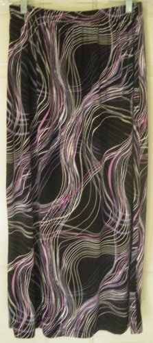KATHY IRELAND Long Black STRETCH PRINT Skirt size 1X