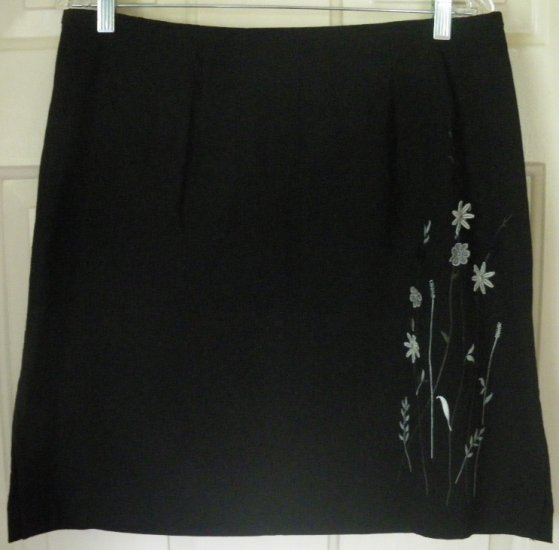 VENEZIA JEANS Black Above-Knee STRETCH EMBROIDERED Skirt size 16