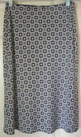NEWPORT Black & White Knee-Length STRETCH PRINT Skirt size S