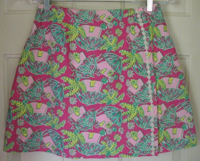 LILLY PULITZER Pink Mid-Thigh TROPICAL CABANA Skirt size 8