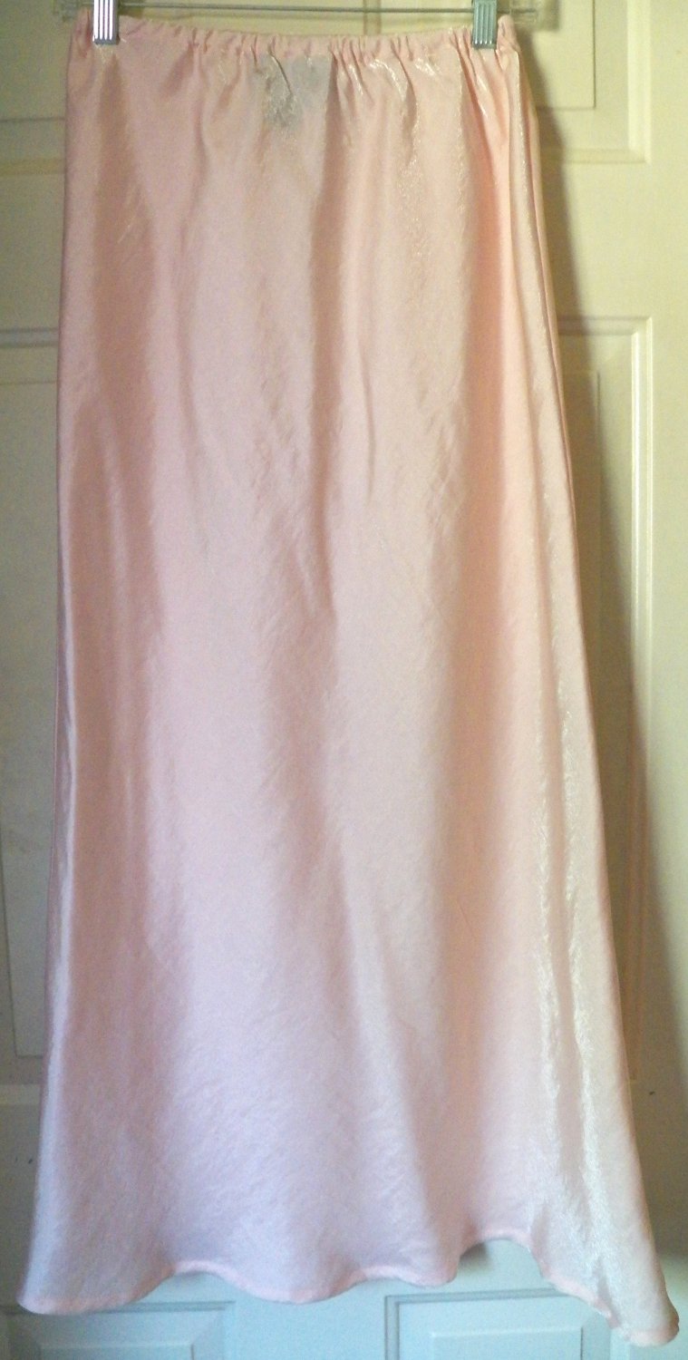 CAROLE LITTLE SPORT Long Pink SATIN A-Line Skirt size M *NWOT*