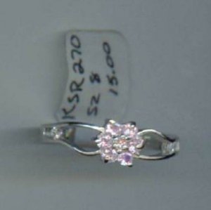 Sterling Silver 9 Pink Sapphire cz stone!! Size 8