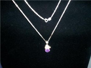 Sterling Silver necklace with Lavender & White cz