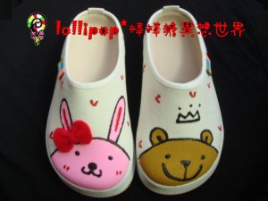 Hand Painted Shoes, 3D Teddy Bunny