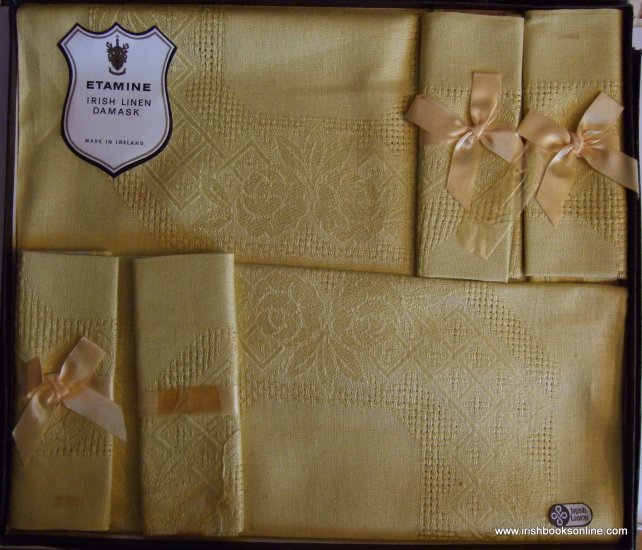 IRISH IRELAND ANTIQUE LINEN DAMASK OLD DUBLIN