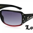Locas Bad Girl BLK /w Red Sunglasses By Locs Free  Bag