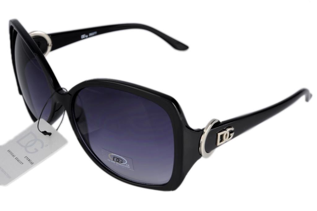 DG Eyewear Black Retro SUNGLASSES w/Micro Fiber Bag