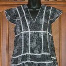 Funky HIppie Fluttery Sleeve Flower Button Top Large