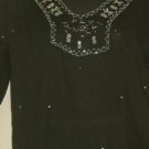 Jet Black FAB Beaded Netting & Sequins Unique Tunic Sm